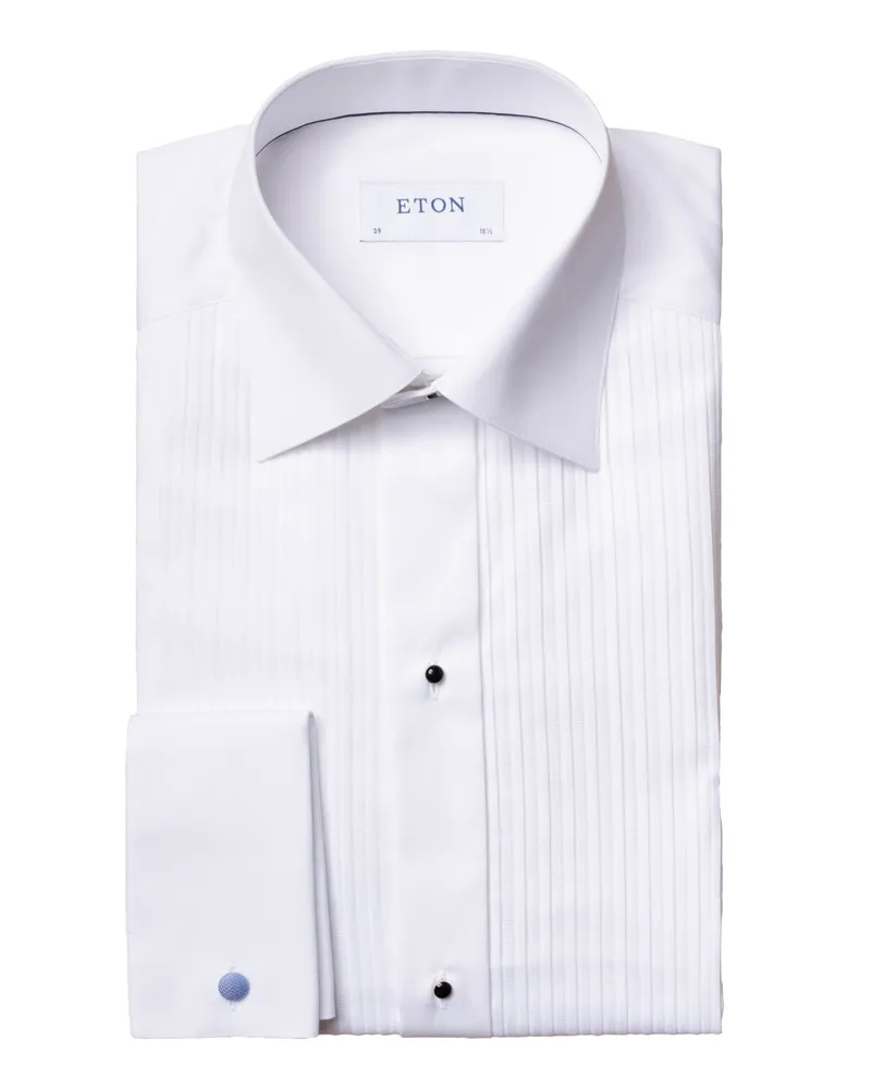 Eton Smoking-Hemd mit Plissee-Einsatz und Kläppchenkragen, Classic in Weiß