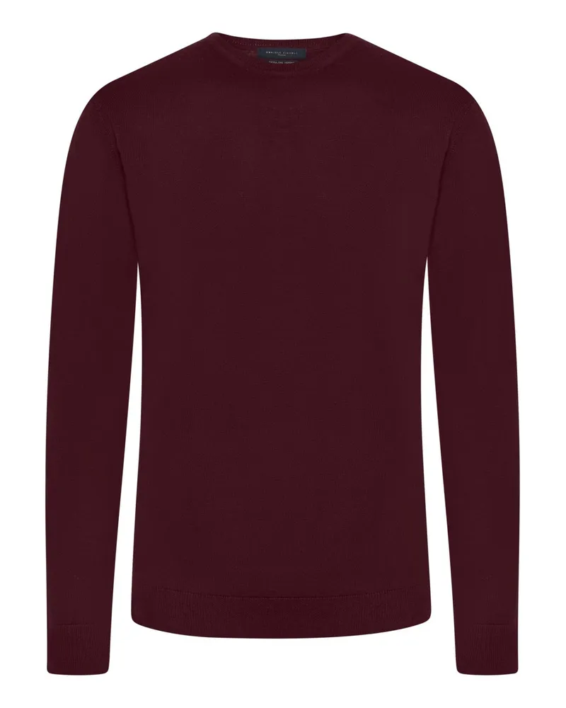 Daniele Fiesoli Leichter Pullover aus Merinowolle mit O-Neck in Bordeaux