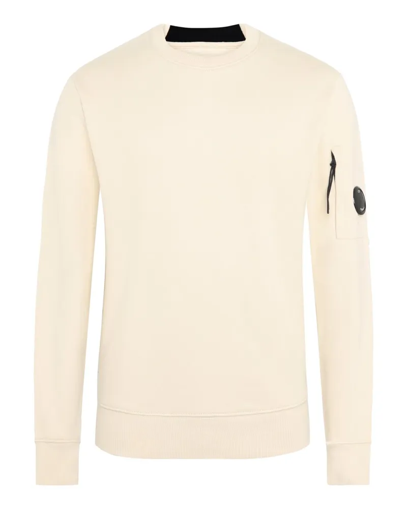 C.P. Company Sweatshirt mit Reißverschlusstasche und Logo-Patch am Arm in Offwhite