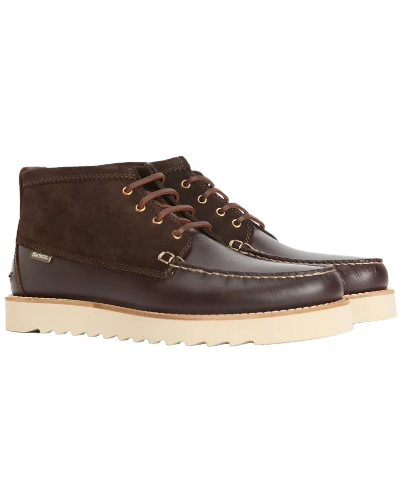 Barbour Chukka Boots Hadston aus einem Ledermix in Dunkelbraun