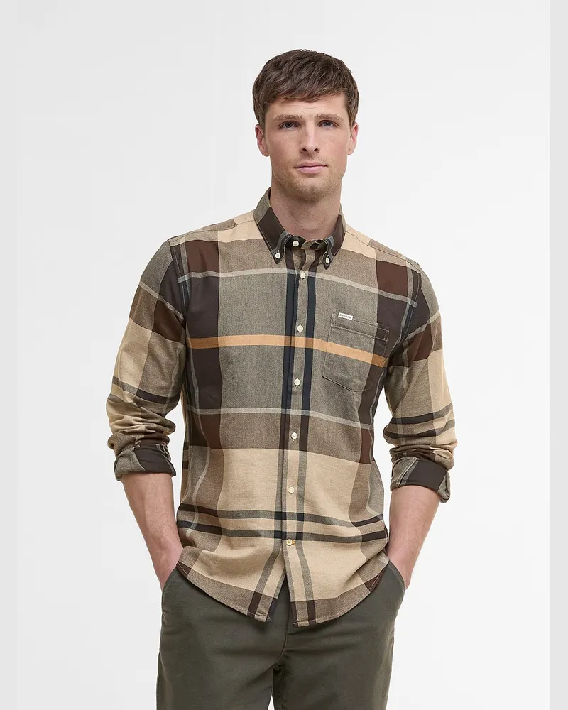 Barbour Softes Hemd Bearpark aus Baumwoll-Twill, Regular Fit in Beige
