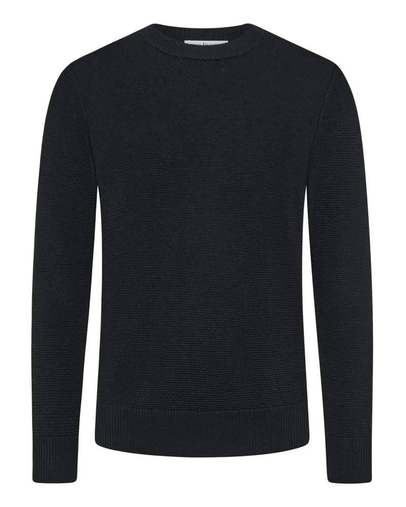 Phil Petter Pullover aus Wolle in Perlstrickmuster mit Rippbündchen in Marine