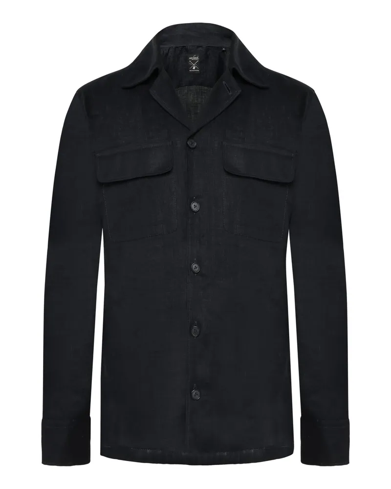 van Laack Leichtes Leinen-Overshirt mit zwei Brusttaschen in Marine