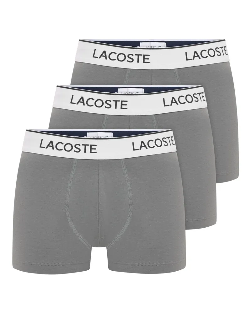 Lacoste 3er-Pack Boxer-Trunks mit Labelbund in Grau