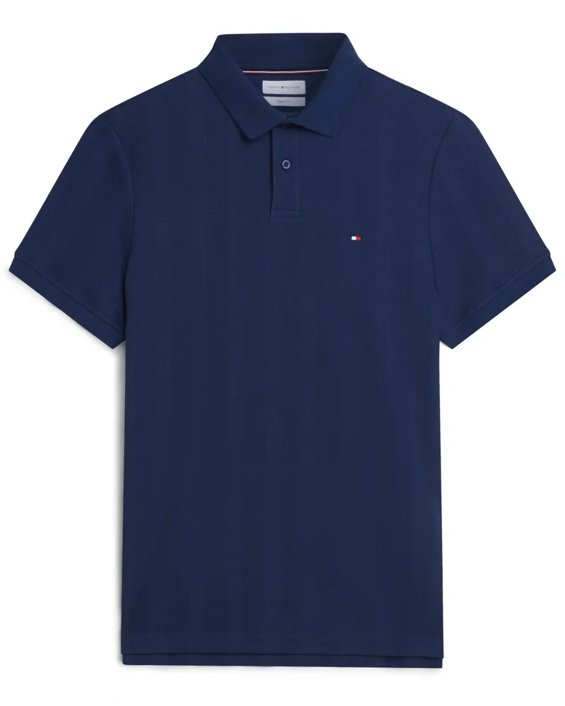 Tommy Hilfiger Strick-Poloshirt aus einem Baumwoll-Mix mit Stretch, Regular Fit in Marine