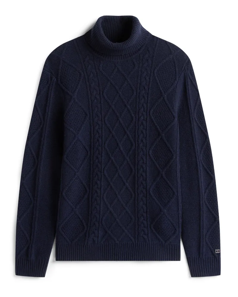 Tommy Hilfiger Rollkragenpullover mit Zopfmuster und Kaschmiranteil in Marine