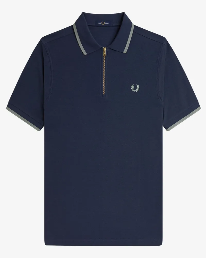 Fred Perry Poloshirt aus Baumwoll-Krepp mit Logo-Aufnäher in Mittelblau