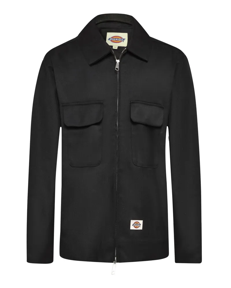 Dickies Robuste Jacke in Twill-Struktur mit Zip und Umlegekragen in Schwarz