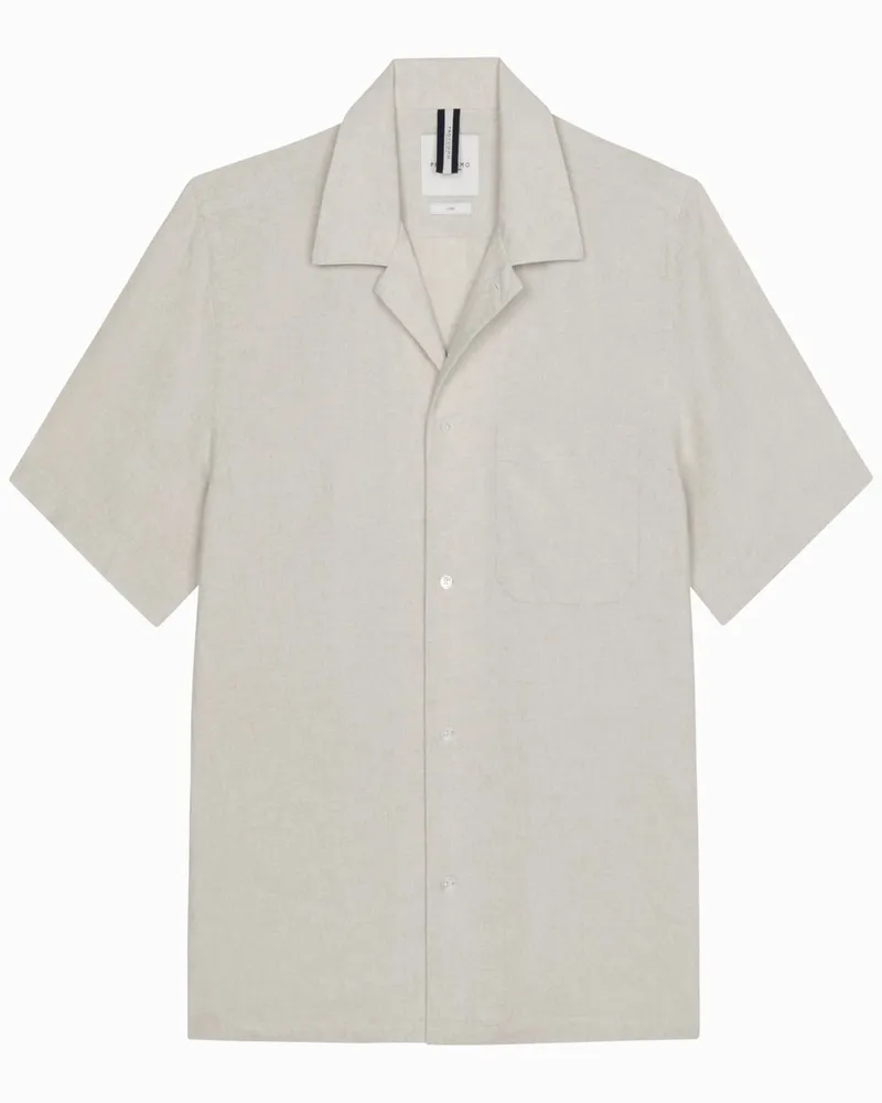 Profuomo Kurzarmhemd aus Leinen mit Variokragen, Relaxed Fit in Beige