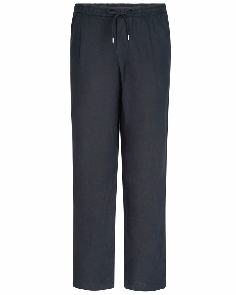 Profuomo Leinenhose mit Baumwollanteil und Bundfalte, Loose Fit in Marine