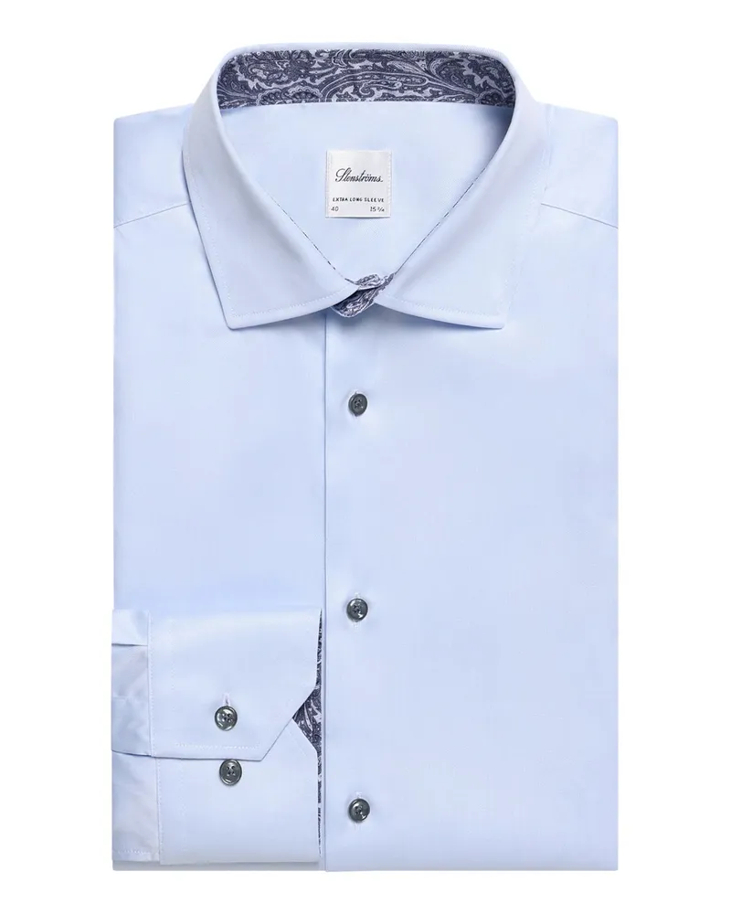 Stenströms Hemd aus Twofold Super Cotton mit extralangem Arm, Slimline in Hellblau
