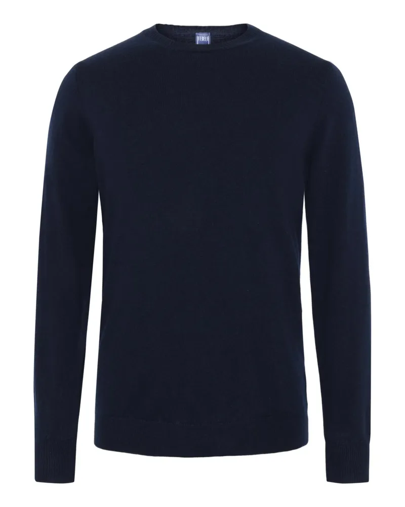 Fedeli Softer Pullover aus Kaschmir und O-Neck in Marine