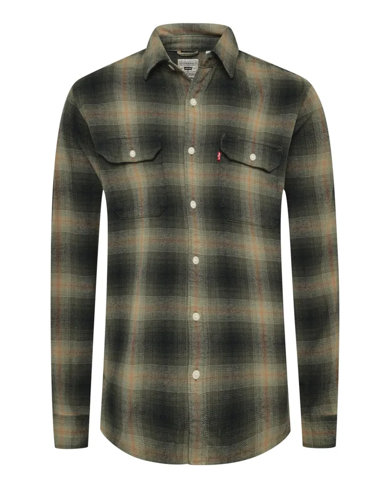 Levi's Flanellhemd mit Karomuster und Druckknopfleiste, Relaxed in Oliv