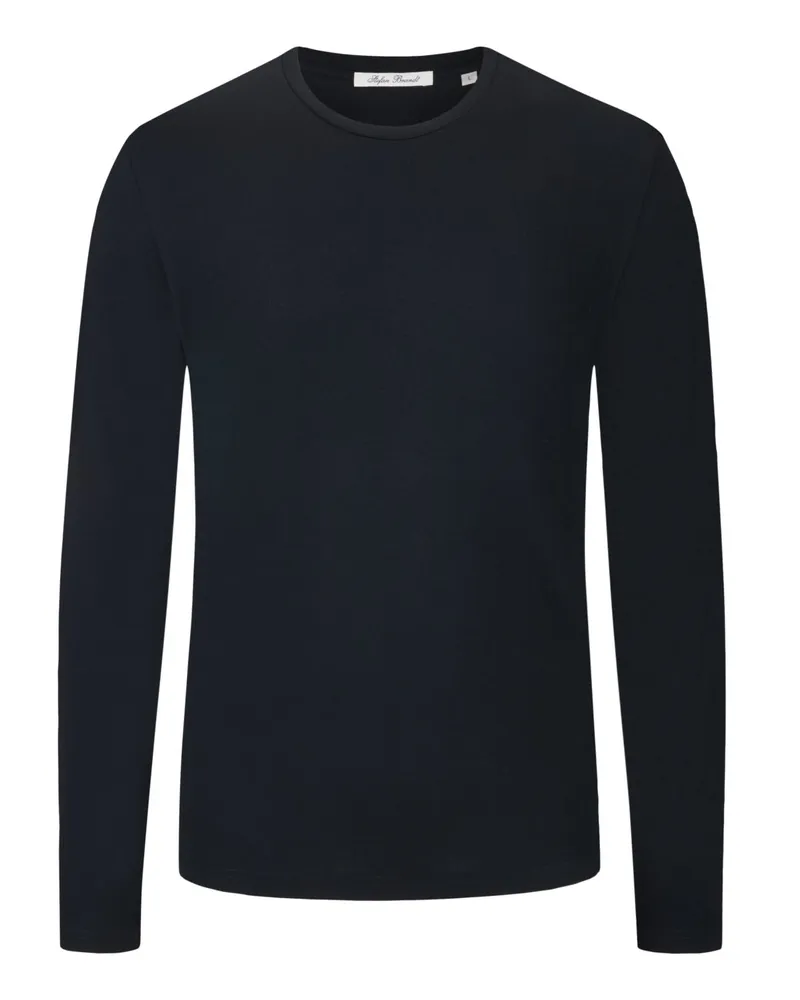 Stefan Brandt Unifarbenes Longsleeve in Jersey-Qualität Marine