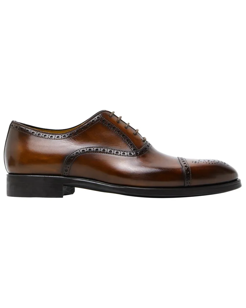 Magnanni Handgefertigter Oxford-Schnürer in Budapester Stil aus Glattleder in Cognac