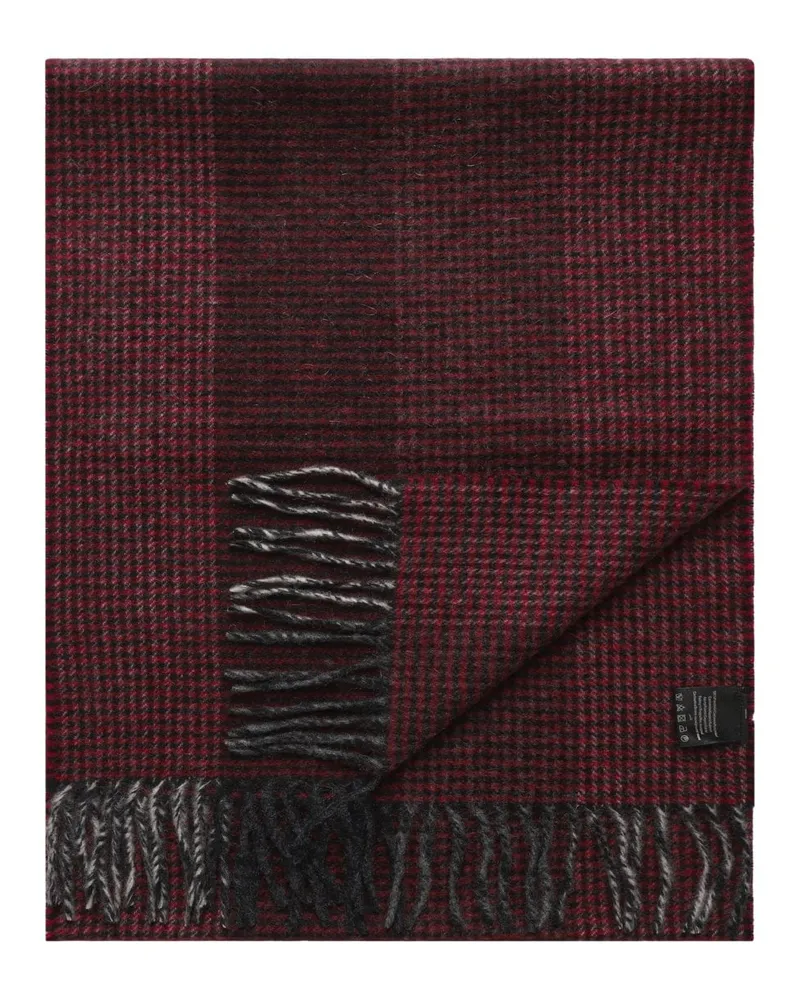 Tom Rusborg Gemusterter Kaschmirschal mit langen Fransen in Bordeaux