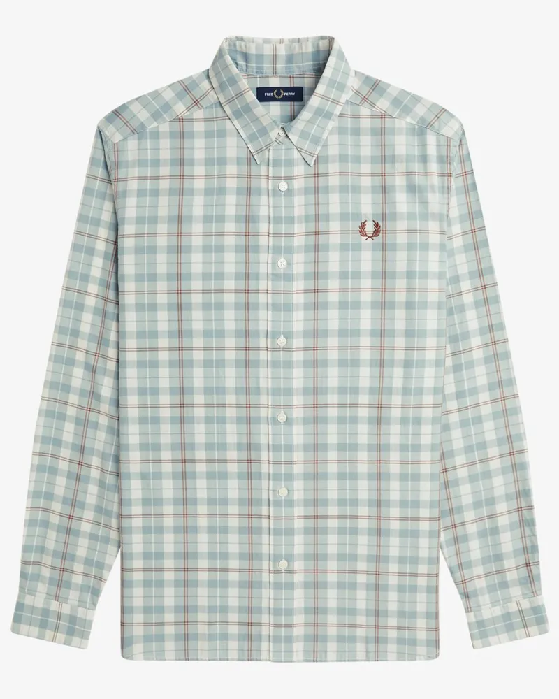 Fred Perry Hemd mit Logo-Stickerei und Karo-Muster in Mint