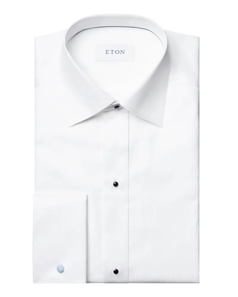 Eton Smokinghemd mit fein gestreiftem Brustplastron, Contemporary in Weiß