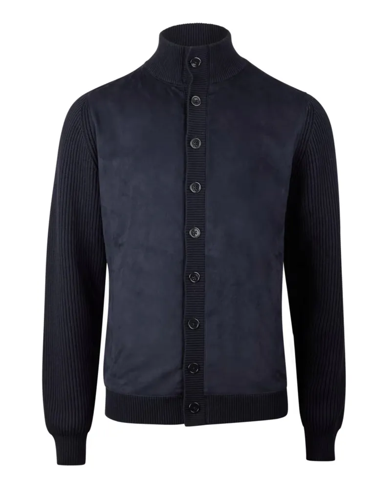 Stenströms Hybride Strickjacke mit softer Alcantara-Vorderseite in Marine
