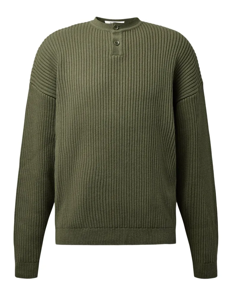 Drykorn Rippstrick-Pullover mit Serafinokragen in Oliv