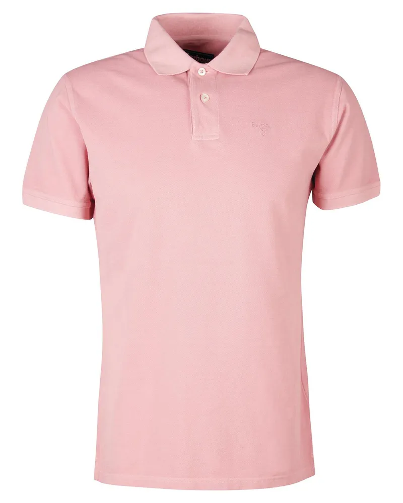 Barbour Poloshirt in Wasehd-Optik mit Logo-Stickerei in Rosenrot