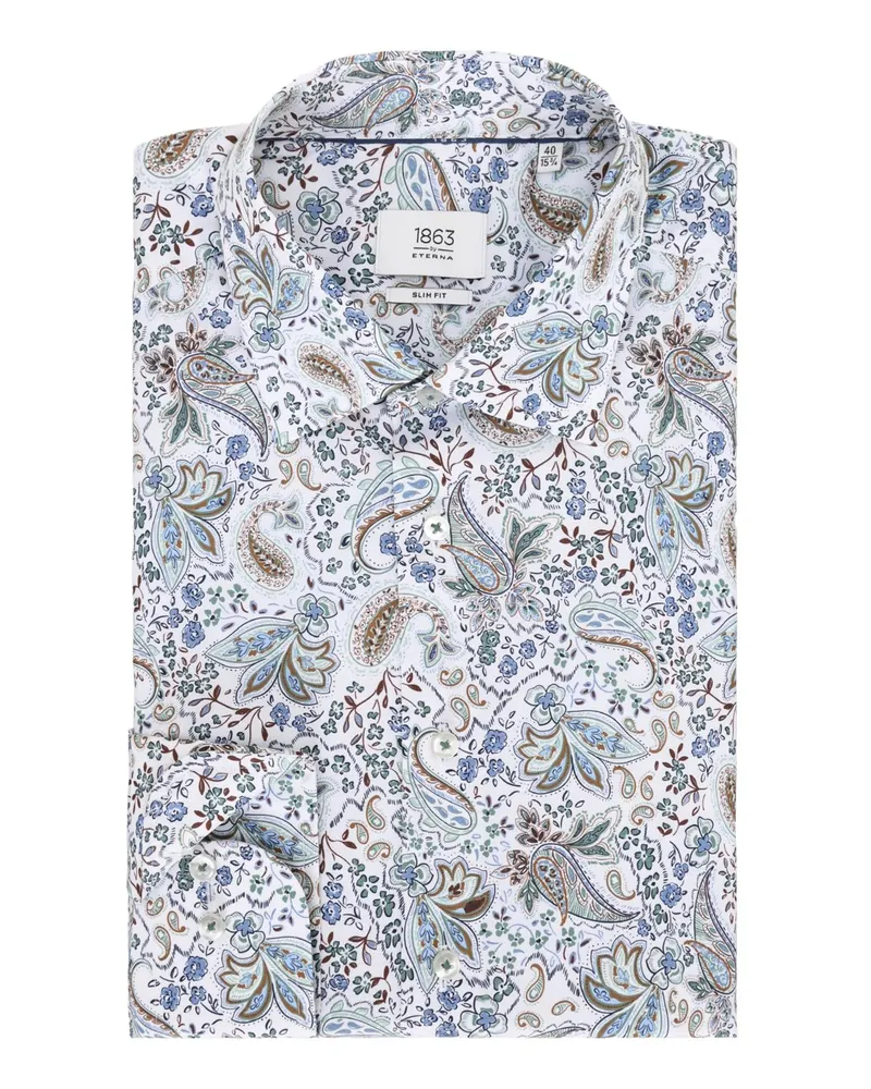 Eterna Blickdichtes Hemd  aus Baumwolle mit Paisley-Muster, Slim Fit in Marine