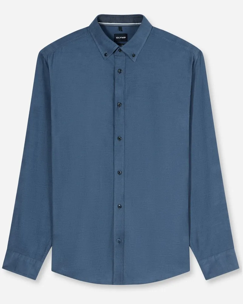 Olymp Casual Feincord-Hemd aus Baumwolle, Regular Fit in Blau