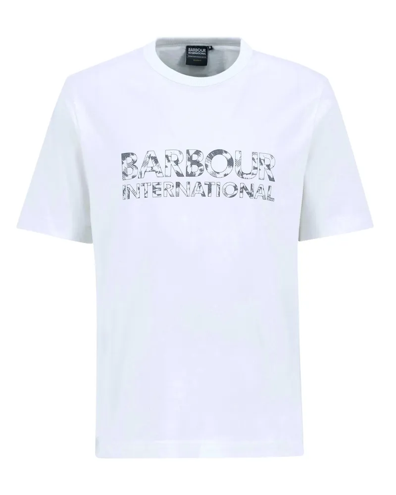 Barbour Softes T-Shirt mit Label-Schriftzug, Relaxed Fit in Offwhite