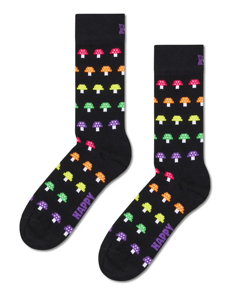Happy Socks Sockem mit Mushroom-Motiven in Schwarz