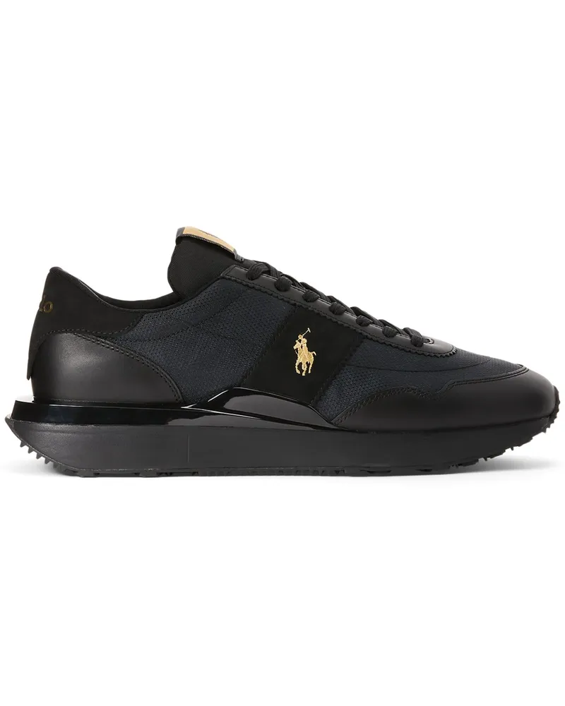 Ralph Lauren Runner-Sneaker aus Mesh-Glattleder-Mix in Schwarz