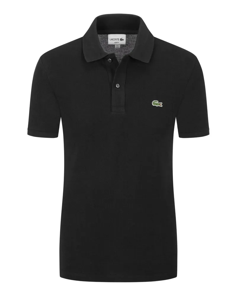 Lacoste Piqué-Poloshirt Slim Fit PH4012, mit kleiner Krokodil-Stickerei in Schwarz