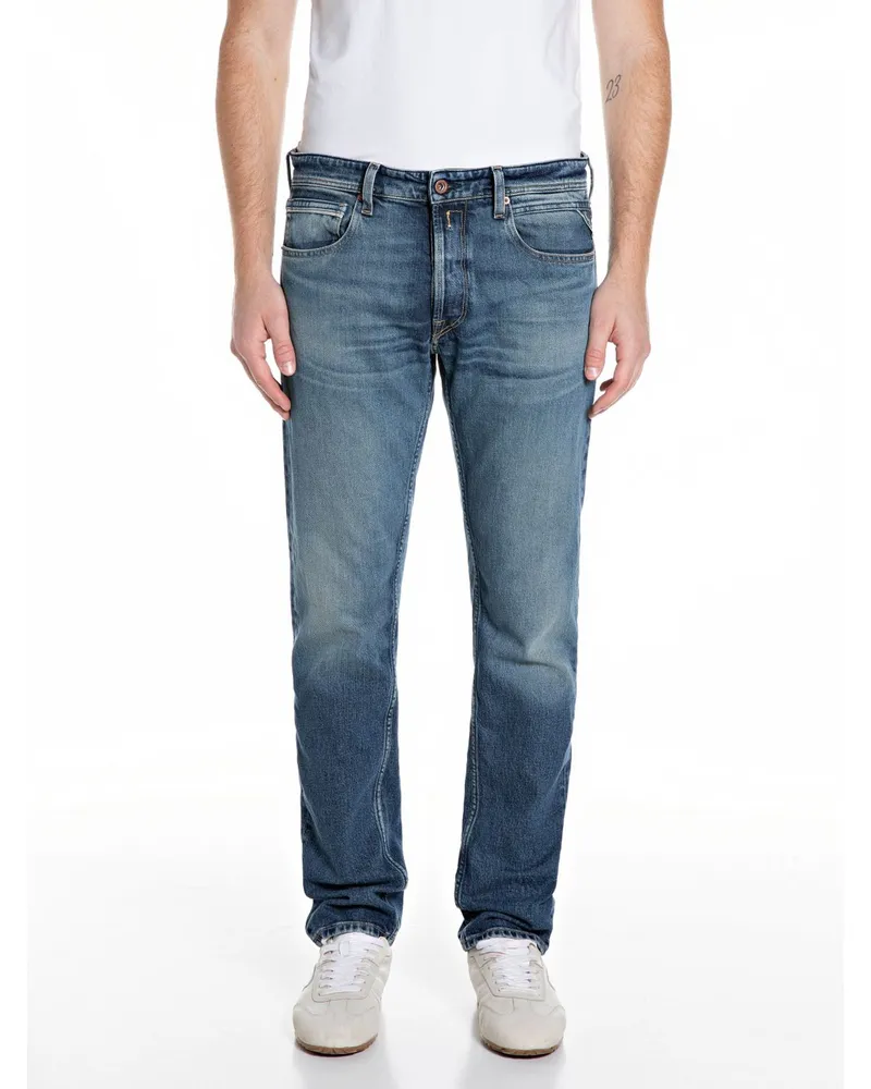Replay Jeans Grover mit dezenter Waschung und Stretchanteil, Straight Fit in Graublau