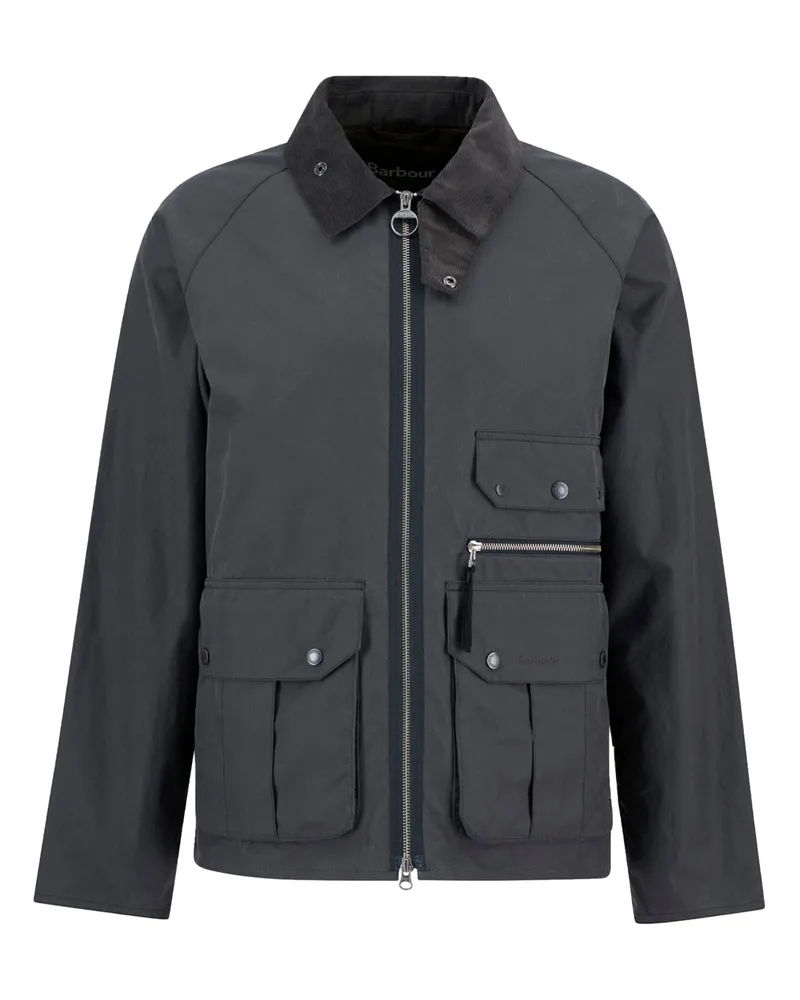 Barbour Wachsjacke Re-Engineered Blackett Spey mit Cord-Kragen in Anthrazit