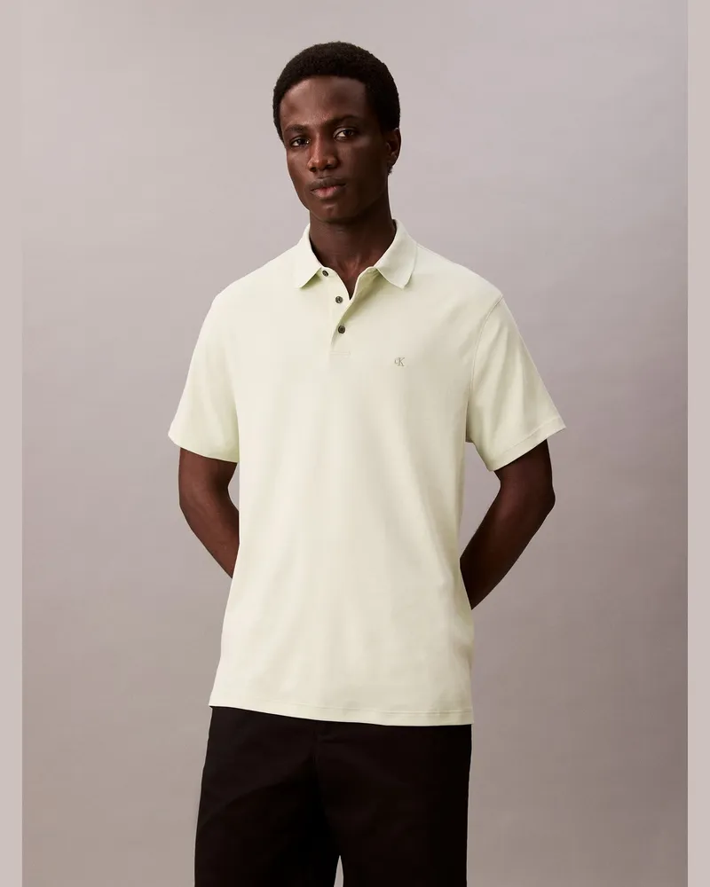 Calvin Klein Unifarbenes Poloshirt aus Baumwolle, Classic Fit in Zitrone
