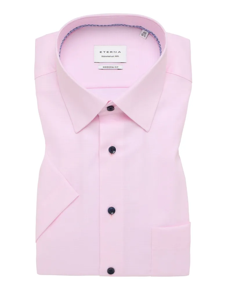Eterna Kurzarmhemd aus Baumwolle mit Struktur, Modern Fit in Rosenrot