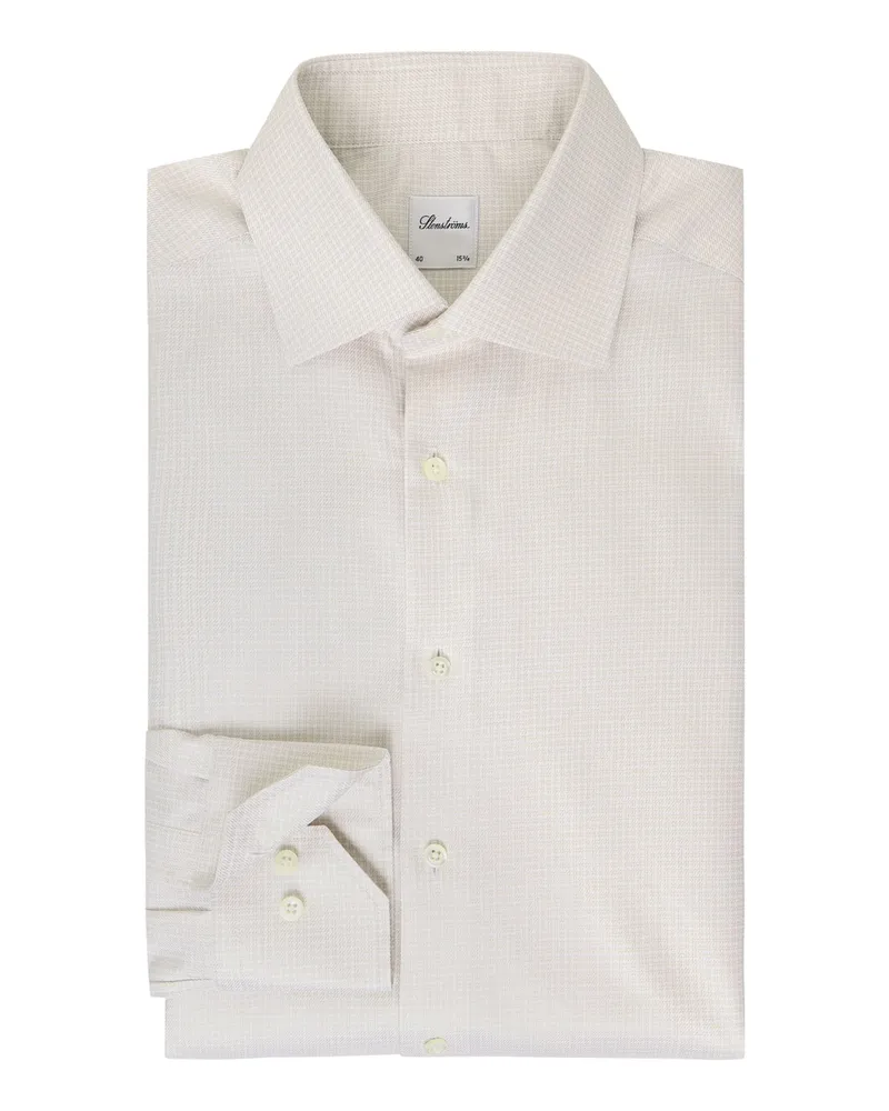 Stenströms Hemd aus Twofold Super Cotton mit Karomuster, Regular Fit in Beige