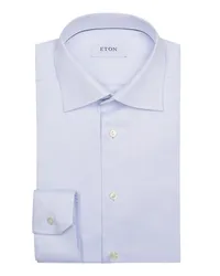 Eton Businesshemd mit Pinpoint-Webmuster, Slim Fit Hellblau