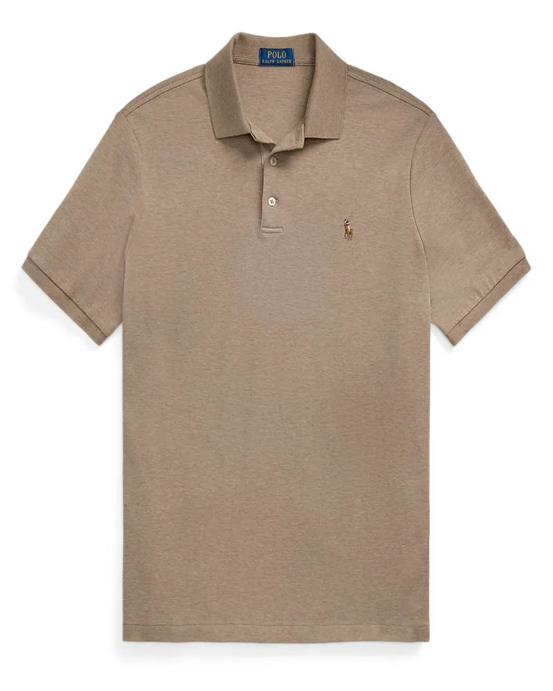 Ralph Lauren Softes Jersey-Poloshirt mit Pony-Stickerei, Custom Slim Fit in Braun