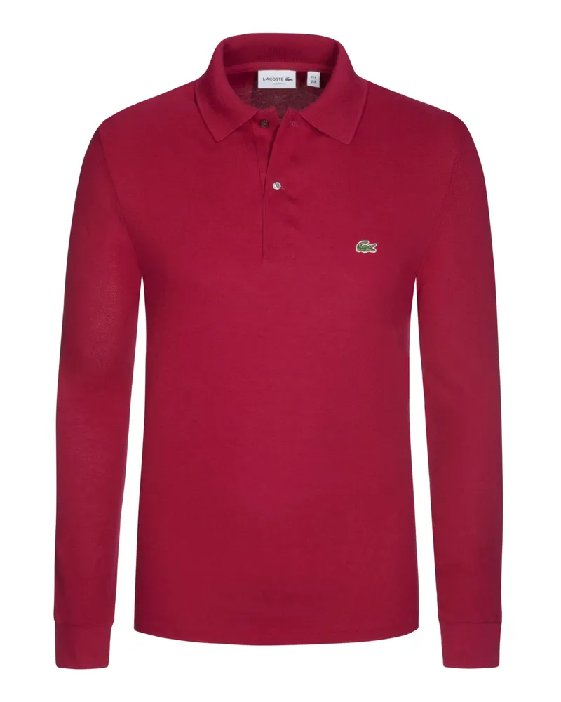 Lacoste Langarm-Poloshirt mit Krokodil-Aufnäher, Classic Fit in Bordeaux