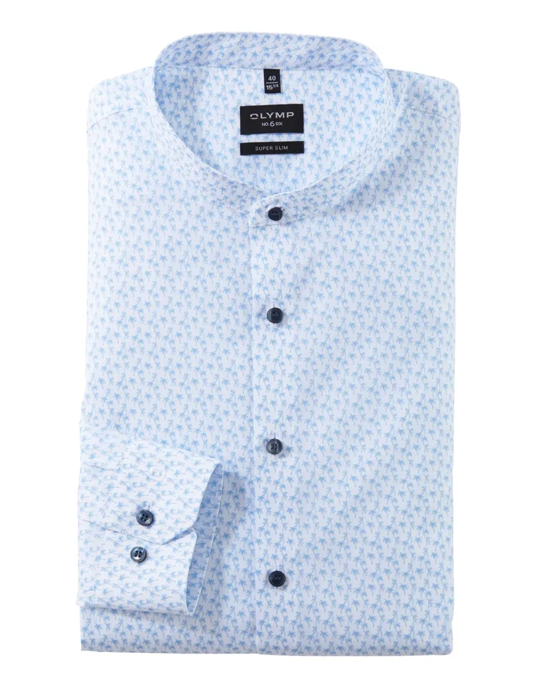Olymp No. Six, Super Slim Fit, Hemd mit Stretch und Stehkragen in Hellblau