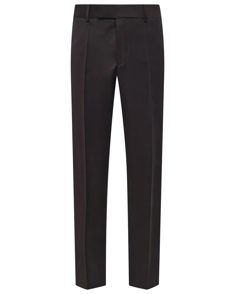 HUGO BOSS 4-Way-Stretch Anzughose aus Schurwolle mit Bundfalte in Dunkelbraun