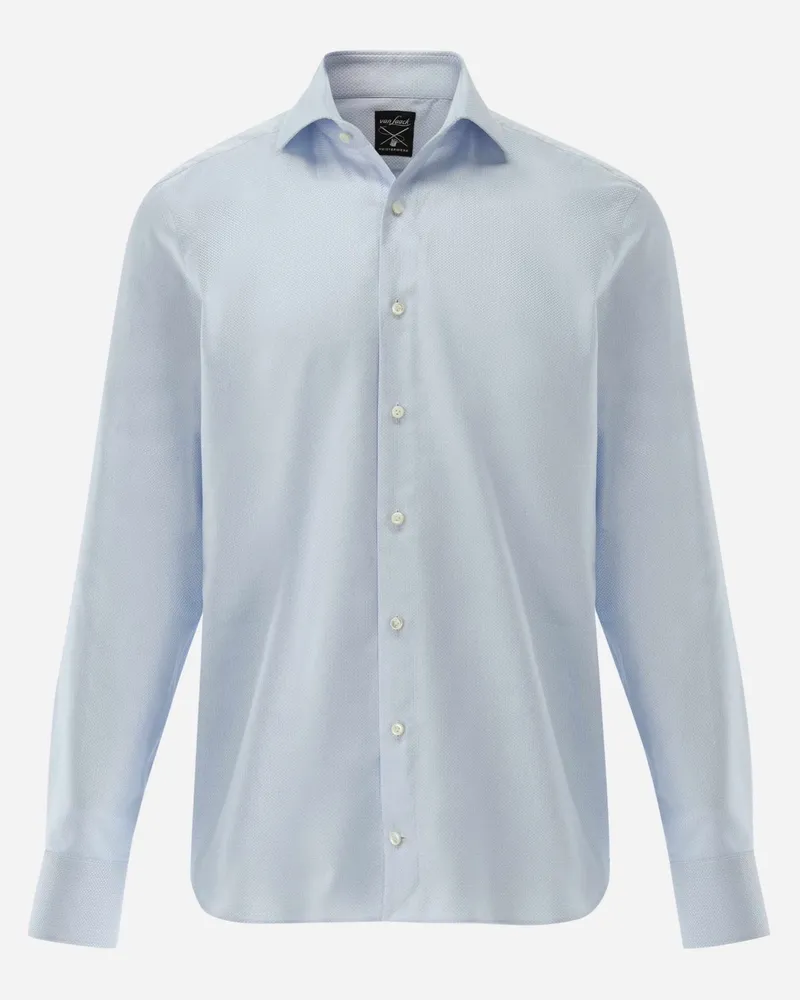 van Laack Hemd aus Baumwoll-Vollzwirn mit feinem Muster, Slim Fit in Hellblau