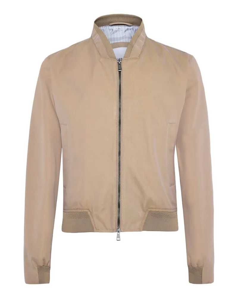 Tom Rusborg Sportiver Blouson mit elastischen Rippstrick-Abschlüssen in Beige