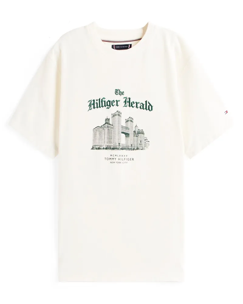Tommy Hilfiger Softes T-Shirt aus Baumwolle mit Frontprint in Offwhite