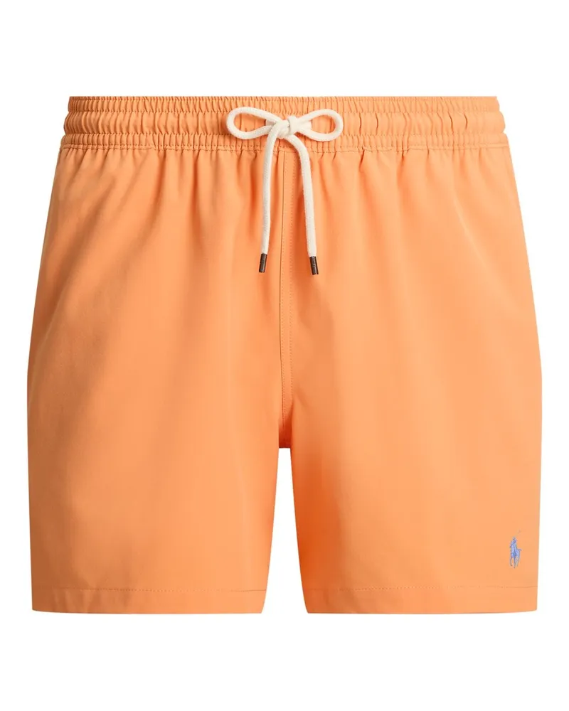 Ralph Lauren Glatte Badeshorts in Stretch-Qualität mit kleiner Pony-Stickerei in Orange