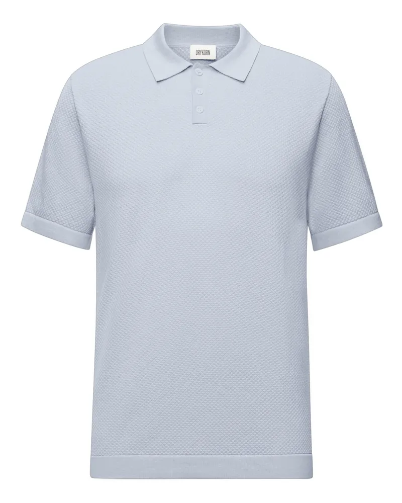 Drykorn Unifarbenes Strick-Poloshirt aus Baumwolle, Regular Fit in Hellblau