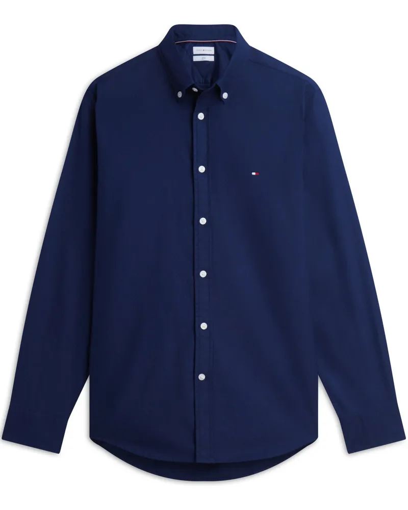 Tommy Hilfiger Leichtes THFlex-Oxfordhemd mit Struktur und Stretch, Slim Fit in Marine