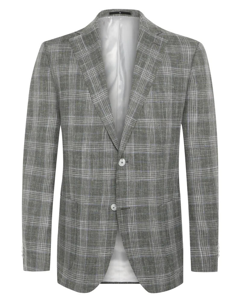 Dressler Einreiher-Sakko aus einem Materialmix mit Glencheck-Muster in Grün