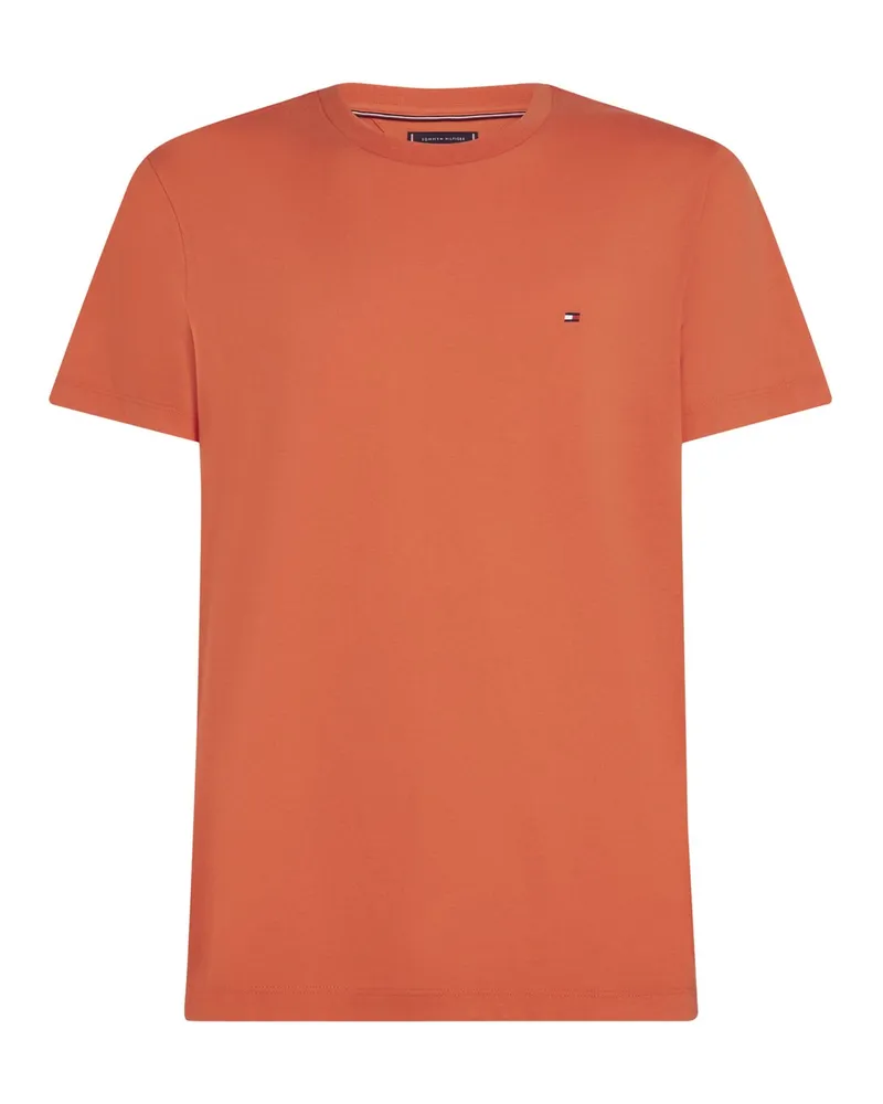 Tommy Hilfiger Softes T-Shirt mit kleiner Logo-Stickerei, Regular Fit in Orange