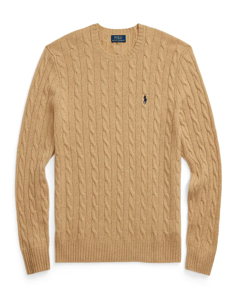 Ralph Lauren Softer Pullover mit Zopfstrickmuster und Kaschmiranteil in Braun